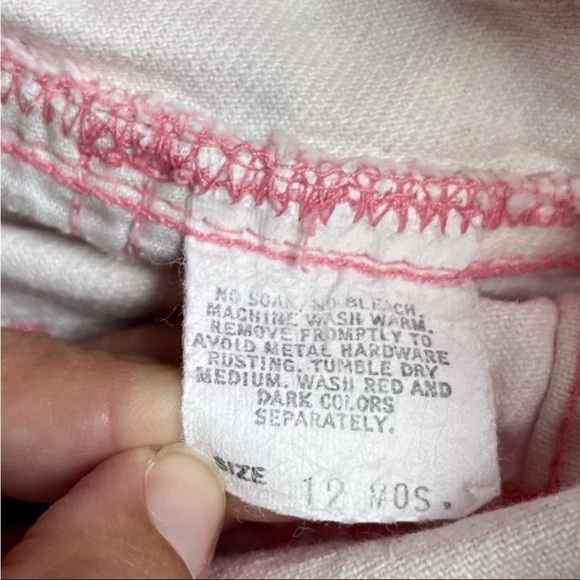 Vtg Osh Kosh B'Gosh Overalls Sz 12mon Vestback Pink Acid Wash Pleated Bibs READ - Picture 8 of 13